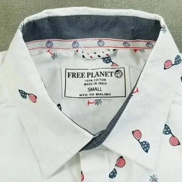 Free Planet Small Men's Stars and Stripes Sun Glasses Palm Trees White Logo Tag - Picture 3 of 10